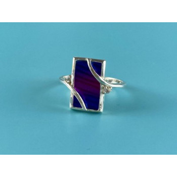 925 Sterling Silver Anodized Titanium & Quartz Ring Size 10.25