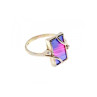 925 Sterling Silver Anodized Titanium & Quartz Ring Size 10.25