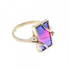 925 Sterling Silver Anodized Titanium & Quartz Ring Size 10.25