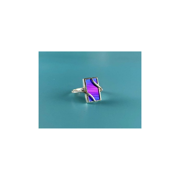 925 Sterling Silver Anodized Titanium & Quartz Ring Size 10.25