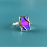 925 Sterling Silver Anodized Titanium & Quartz Ring Size 10.25