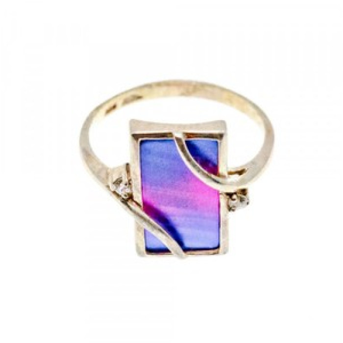 925 Sterling Silver Anodized Titanium & Quartz Ring Size 10.25