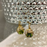 925 Sterling Silver Gold Plated Emerald & CZ Earrings
