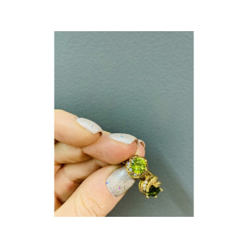 925 Sterling Silver Gold Plated Emerald & CZ Earrings