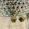 925 Sterling Silver Gold Plated Emerald & CZ Earrings