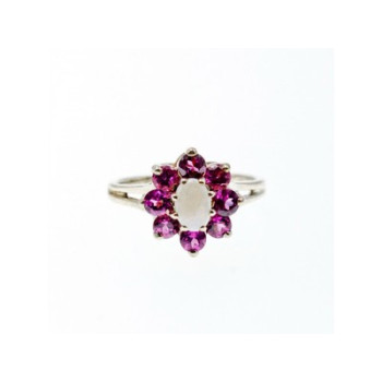 925 Sterling Silver Opal & Pink Spinel 