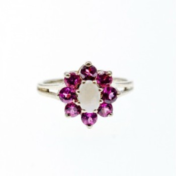 925 Sterling Silver Opal & Pink Spinel 