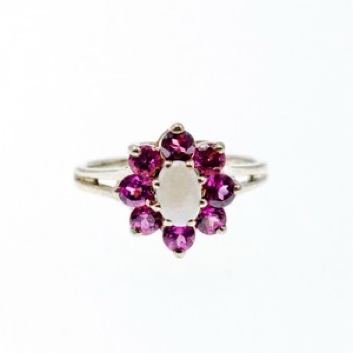925 Sterling Silver Opal & Pink Spinel 