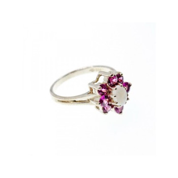 925 Sterling Silver Opal & Pink Spinel 