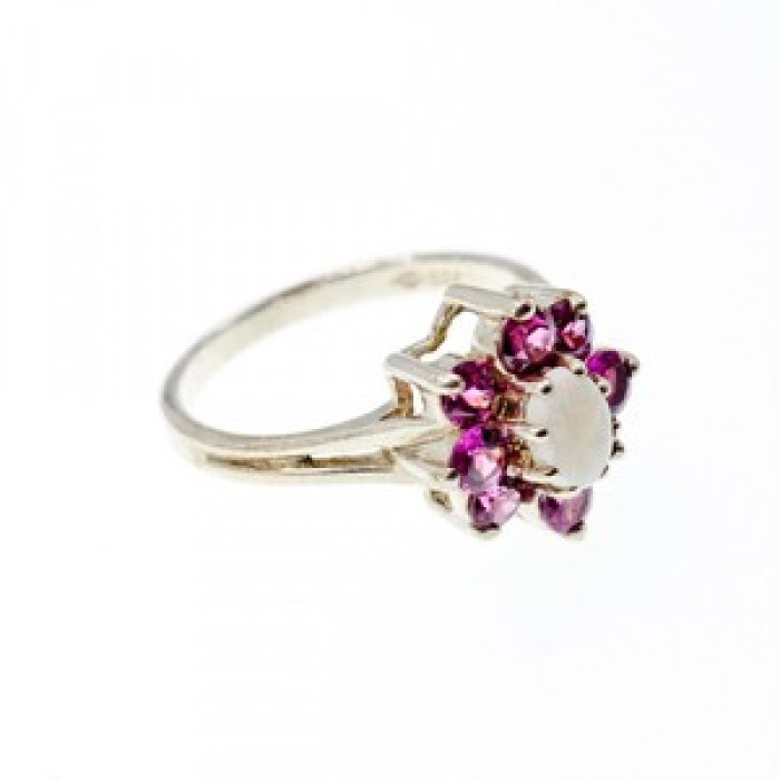 925 Sterling Silver Opal & Pink Spinel 