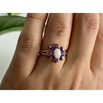 925 Sterling Silver Opal & Pink Spinel 