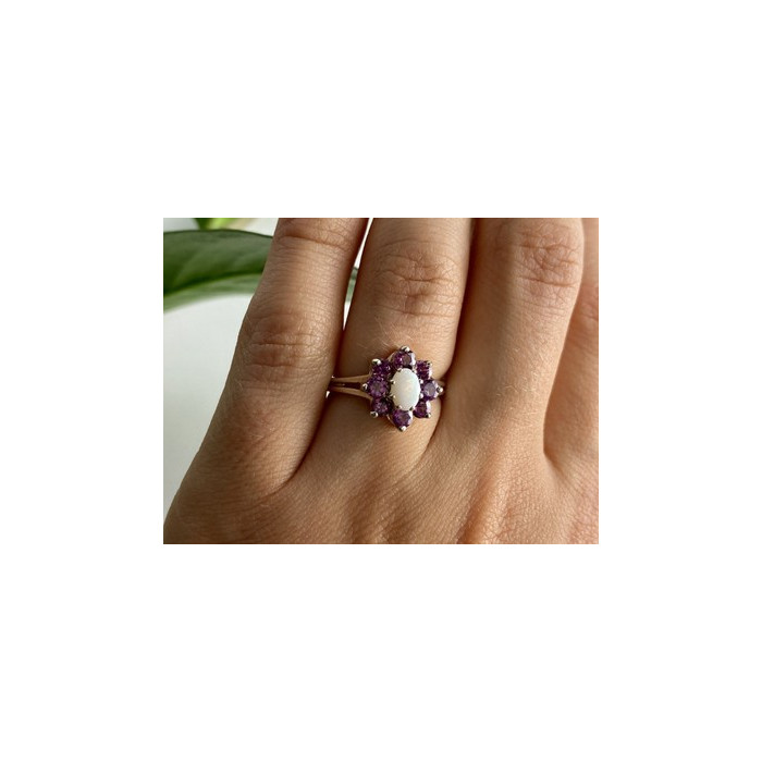 925 Sterling Silver Opal & Pink Spinel 