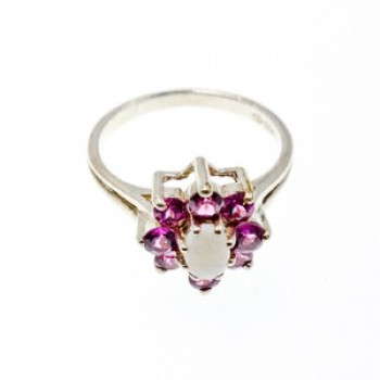 925 Sterling Silver Opal & Pink Spinel 