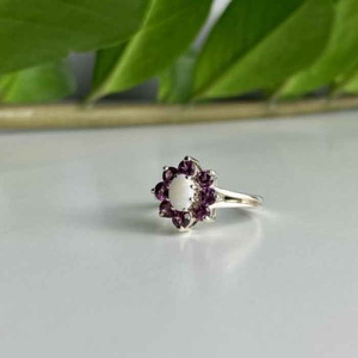925 Sterling Silver Opal & Pink Spinel 