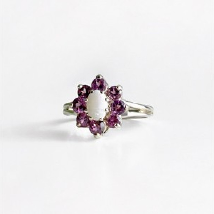 925 Sterling Silver Opal & Pink Spinel 