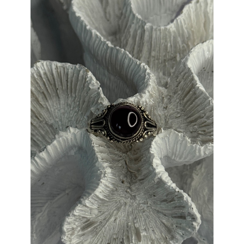 Vintage 925 Sterling Silver Amber Ring Size 9