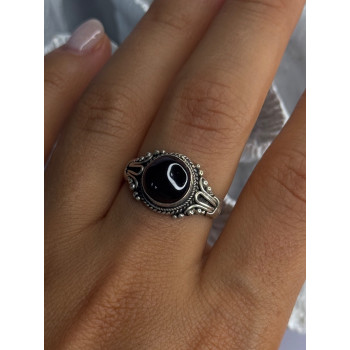 Vintage 925 Sterling Silver Amber Ring Size 9