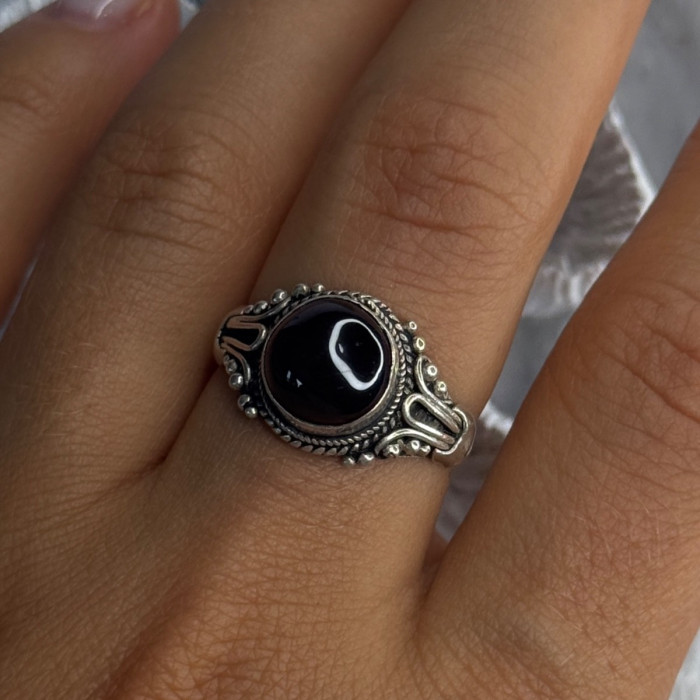 Vintage 925 Sterling Silver Amber Ring Size 9
