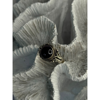 Vintage 925 Sterling Silver Amber Ring Size 9