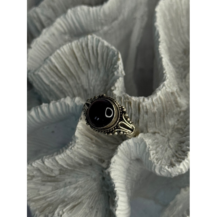 Vintage 925 Sterling Silver Amber Ring Size 9