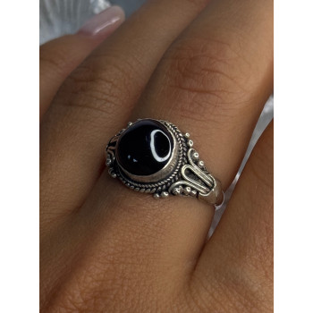 Vintage 925 Sterling Silver Amber Ring Size 9