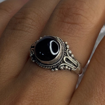 Vintage 925 Sterling Silver Amber Ring Size 9