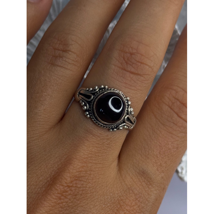 Vintage 925 Sterling Silver Amber Ring Size 9