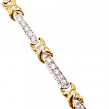 925 Sterling Silver Gold Plated CZ Bracelet Size 7.5 IN