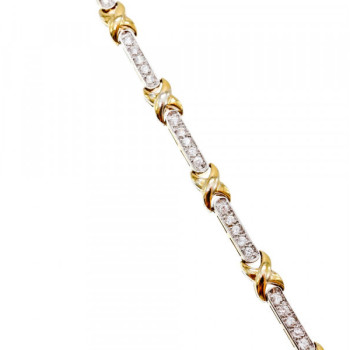 925 Sterling Silver Gold Plated CZ Bracelet Size 7.5 IN