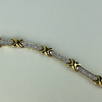 925 Sterling Silver Gold Plated CZ Bracelet Size 7.5 IN