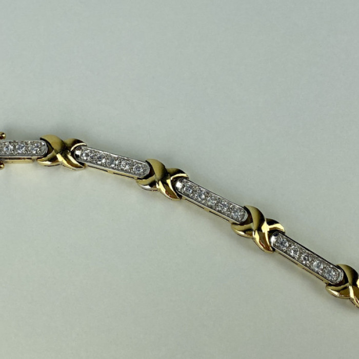 925 Sterling Silver Gold Plated CZ Bracelet Size 7.5 IN