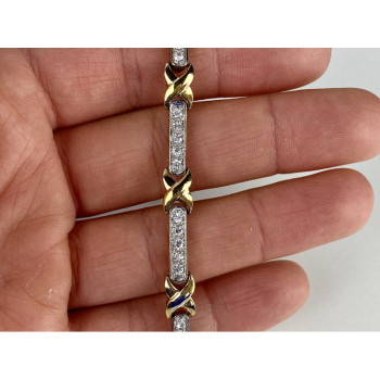 925 STERLING SILVER GOLD PLATED CZ BRACELET SIZE 7.5 IN