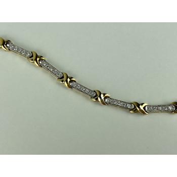 925 STERLING SILVER GOLD PLATED CZ BRACELET SIZE 7.5 IN