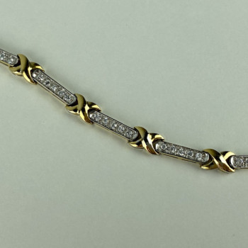 925 Sterling Silver Gold Plated CZ Bracelet Size 7.5 IN