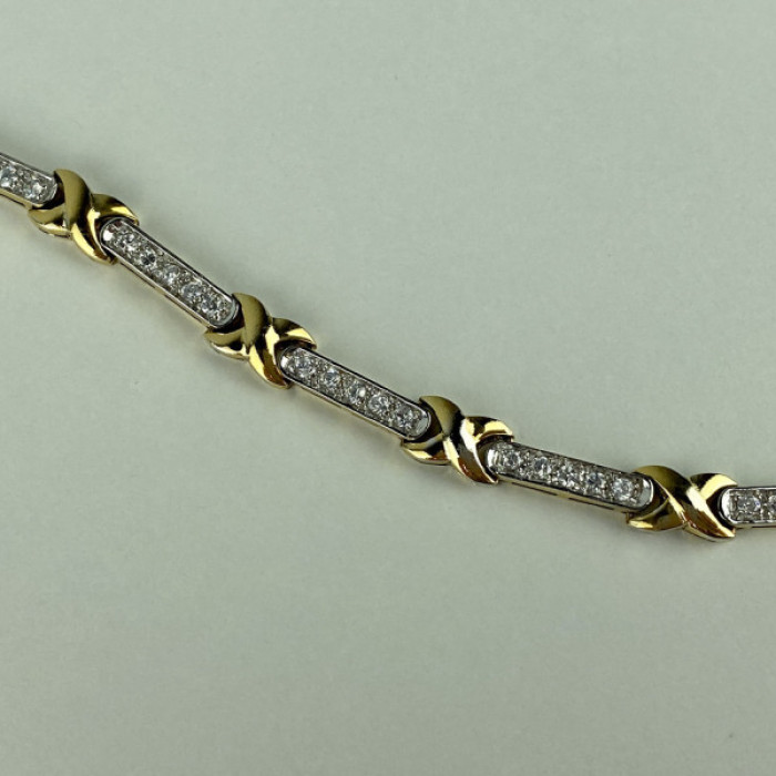 925 Sterling Silver Gold Plated CZ Bracelet Size 7.5 IN