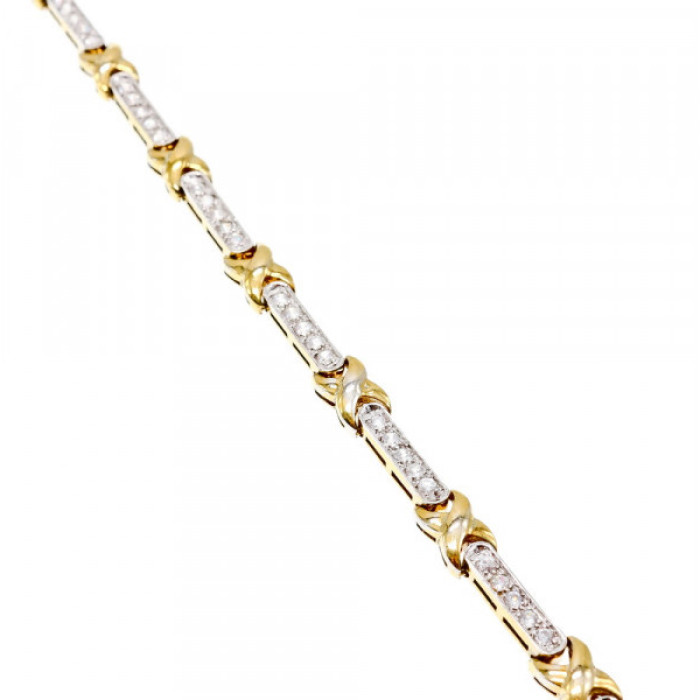 925 Sterling Silver Gold Plated CZ Bracelet Size 7.5 IN