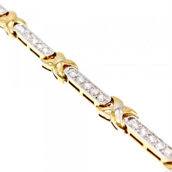 925 Sterling Silver Gold Plated CZ Bracelet Size 7.5 IN
