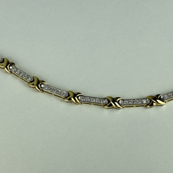 925 Sterling Silver Gold Plated CZ Bracelet Size 7.5 IN