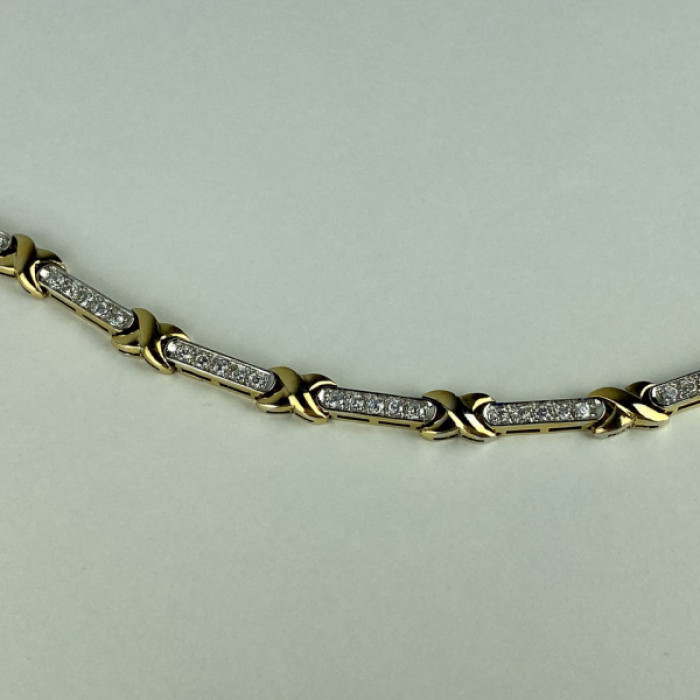 925 Sterling Silver Gold Plated CZ Bracelet Size 7.5 IN