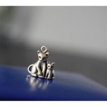 925 Sterling Silver Cats Pendant