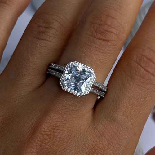 Shiny 925 Sterling Silver Cz Ring Size 10
