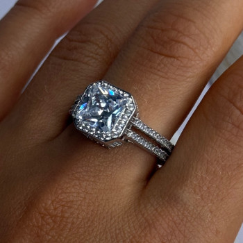 Shiny 925 Sterling Silver Cz Ring Size 10