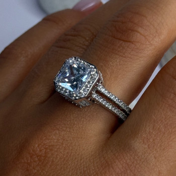 Shiny 925 Sterling Silver Cz Ring Size 10