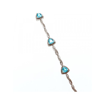 925 STERLING SILVER BLUE TOPAZ BRACELET SIZE 7 IN