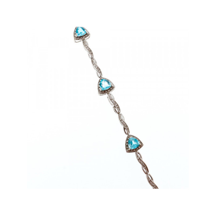 925 STERLING SILVER BLUE TOPAZ BRACELET SIZE 7 IN