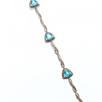 925 Sterling Silver Blue Topaz Bracelet Size 7 IN