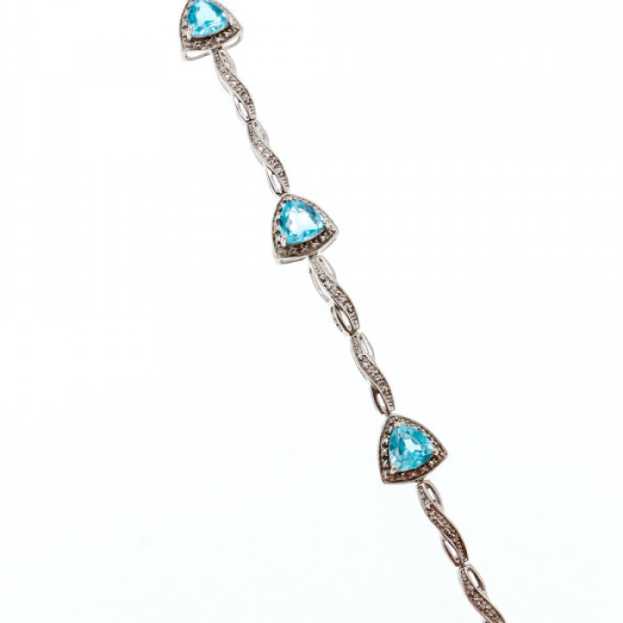 925 Sterling Silver Blue Topaz Bracelet Size 7 IN