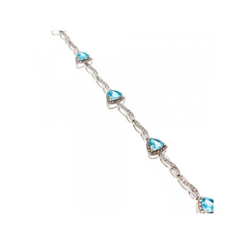 925 STERLING SILVER BLUE TOPAZ BRACELET SIZE 7 IN