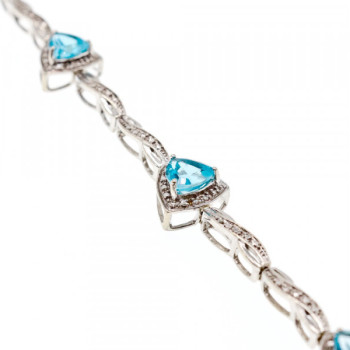 925 Sterling Silver Blue Topaz Bracelet Size 7 IN