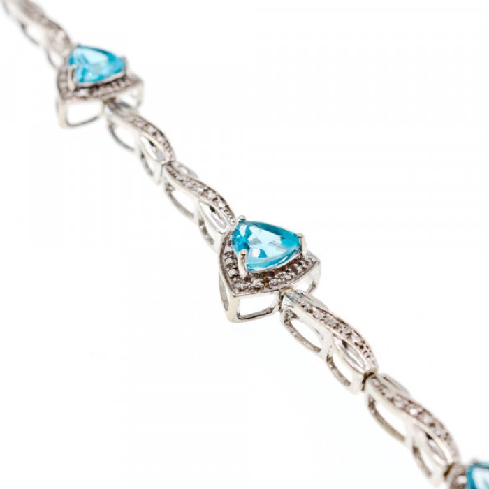 925 Sterling Silver Blue Topaz Bracelet Size 7 IN